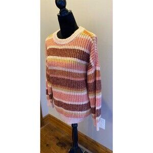 So Womens Striped Sweater Extra Soft Loose Knit Size Small Measures like Large